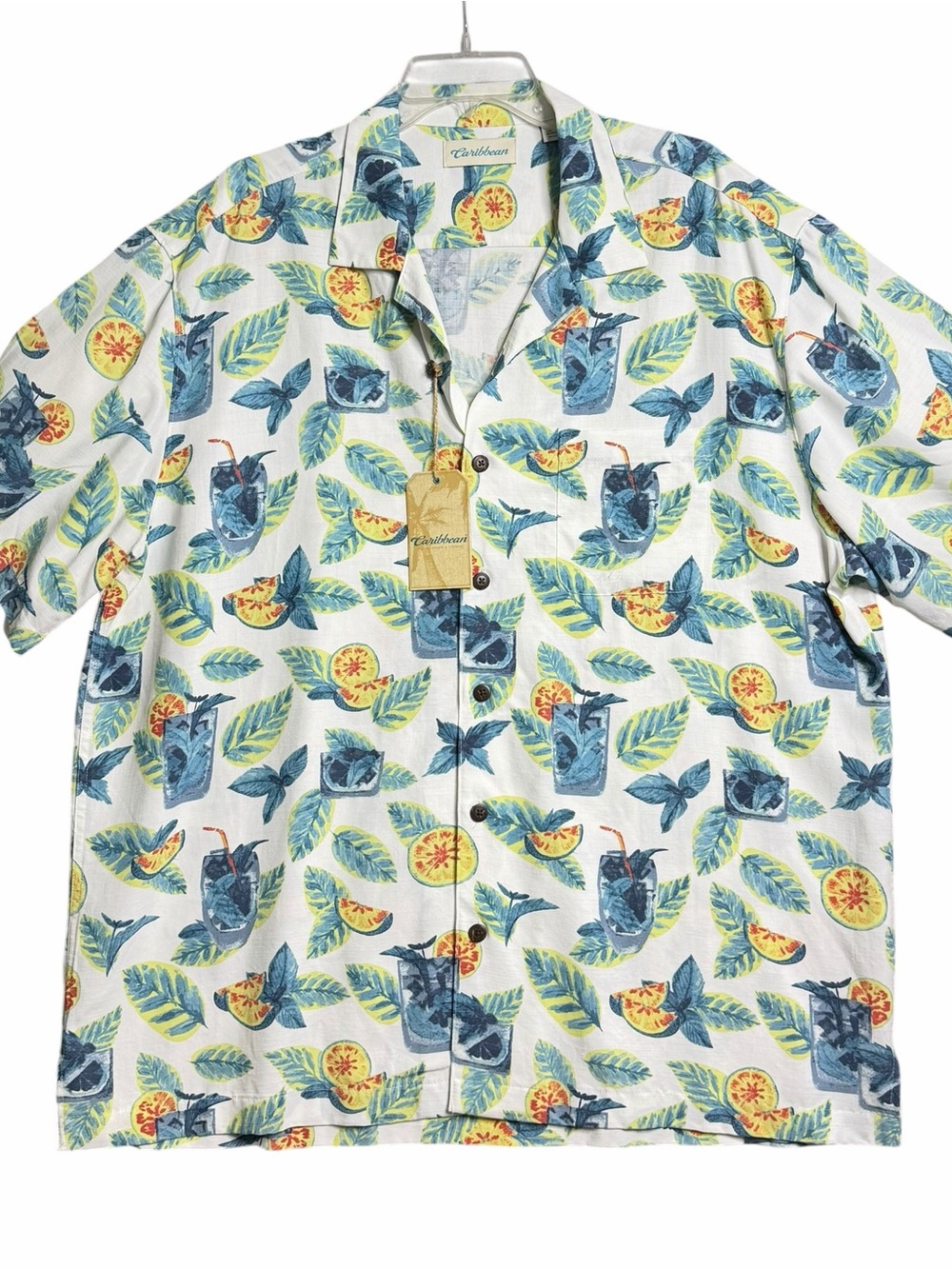Caribbean Tropical Print Short Sleeve